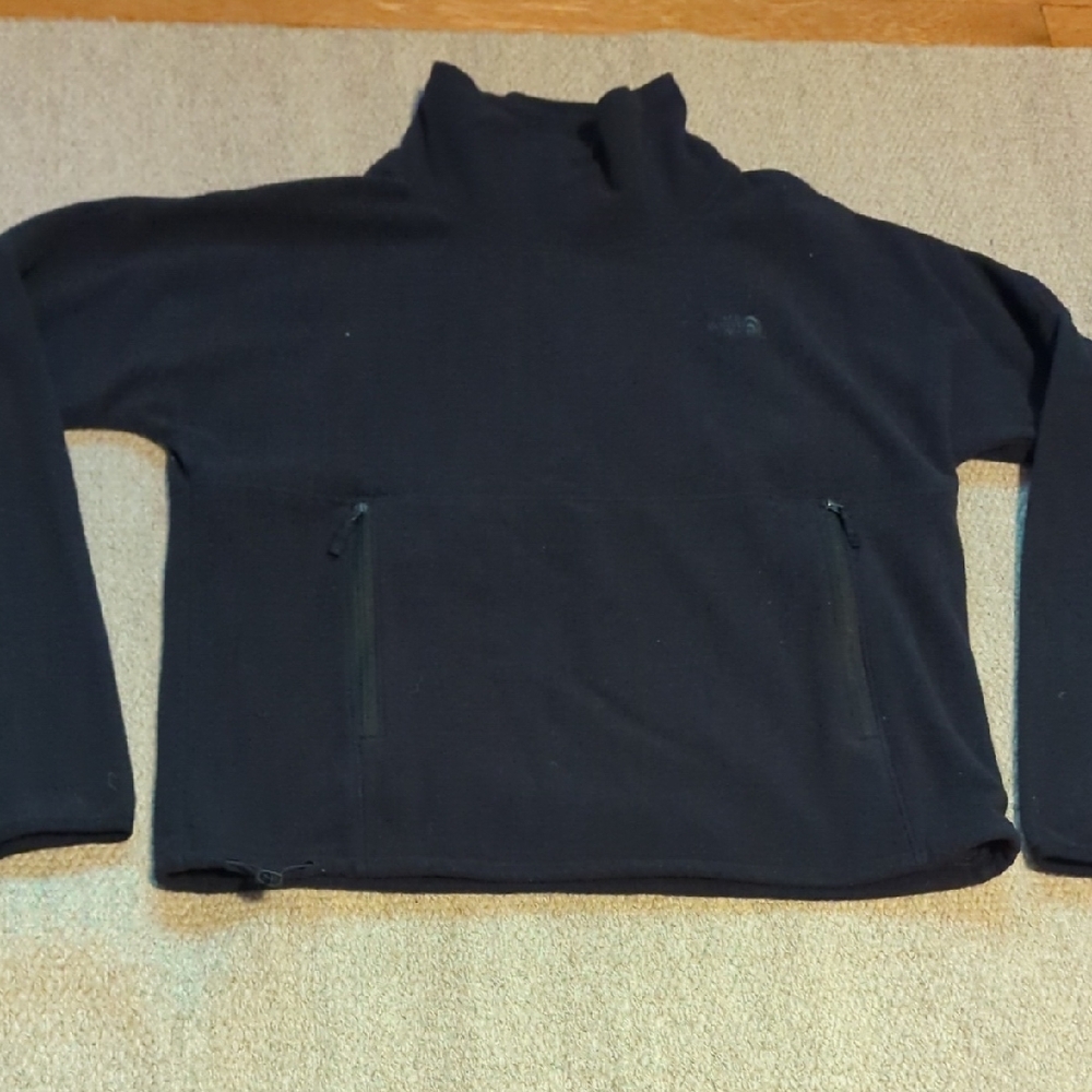 Women's The North Face Mock Neck Crop Top Fleece Size Medium Black